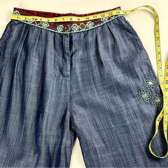 Desigual Embroidery/Sequences Wide Leg Cropped Pants - Picture 11 of 13